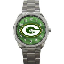 Green Bay Packers Unisex Silver-Tone Sports Metal Watch 07