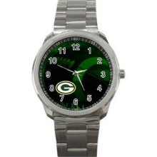 Green Bay Packers Unisex Silver-Tone Sports Metal Watch 01