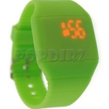 Green Hidden Touch Screen Red Led Digital Watch Men Women Sport Cuff Wrist Watch