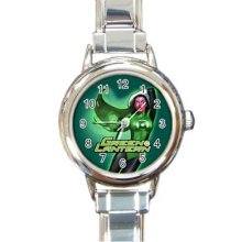 Green Lantern 16 Starter Italian Charm Links Round Watch 18