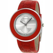 Gucci U-Play Medium Red Leather Womens Watch YA129421