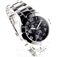 Guess Mens Watch Collection Silver Steel Bracelet Black Dial Dress / Casual