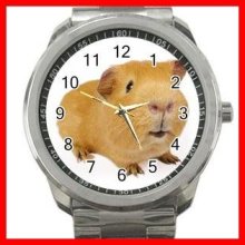 Guinea Pig Pet Animals Silvertone Sports Metal Watch 266