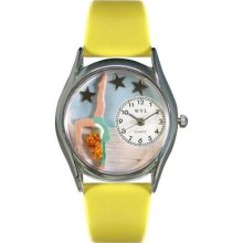 Gymnastics Italian Leather Band And Silvertone Colorful Face Watch S0810004