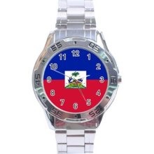 Haiti Flag Stainless Steel Analogue Watch Haitian