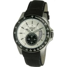 Hamlin Men's Oversized Sub-Second Racer Japanese Quartz Black Leather Strap Watch