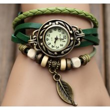 Hand-woven highend suede brecelet watch, leather retro watch,unisex charm bracelet watch DA002