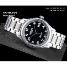 Handlove SZ06-H4-5706-7G-GANGDAI Handlove Black Dial Imported Genuine Stainless Steel Menandapos;s Swiss Watch