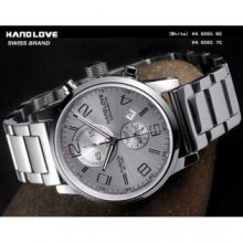 Handlove Sz06-H4-6065-6Ggangdai Handlove Stainless Steel Glossy White Dial Mens Watch