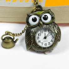 Harry potter owl watch necklace with a 3D teapot - for tea time