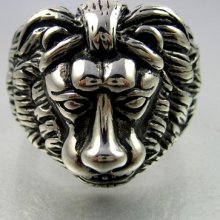 Heavy Biker Black Silver Stainless Steel Wild Lion Mens Ring