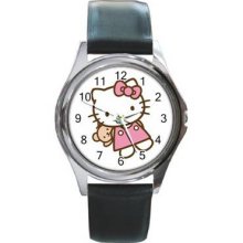 Hello Kitty 1 Unisex Silver-Tone Round Metal Watch 26