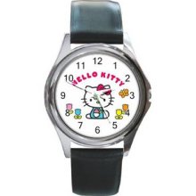 Hello Kitty 1 Unisex Silver-Tone Round Metal Watch 18