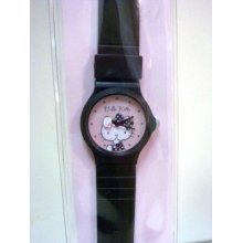 Hello Kitty Watch - Adult Analog Wristwatch - Black - Polka Dot Dress - Sanrio