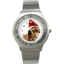 Holiday Dachshund Men's Stainless Steel Watch 17112596