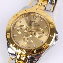 Hot Sale Fashion Gold Dial Quartz Hand Wrist Stainless Steel Watch