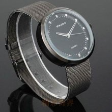Hot Sale Gift Circular Dial Stainless Steel Mesh Strap Men's Quartz Wristwatch