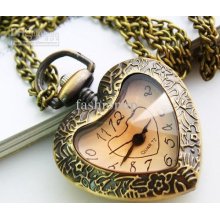 Hottest Retro Pocket Watch Brass Heart-shaped Watch Table Border Gif