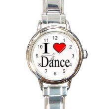 I Love Dance Italian Charm Wrist Watch Round Jewelry 12628335