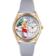 Ice Skating Italian Leather Band And Goldtone Watch C0810006 Colorful Face