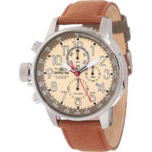 Invicta 12083 Men's I-force Lefty Beige Dial Fabric & Leather Strap Chrono Watch