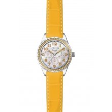 Invicta 12606 Women $795 Angel Mop Dial Quartz Multifunction Orang Leather Watch