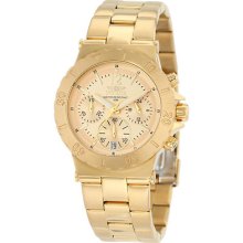 Invicta 1276 Mens Chronograph Gold Dial 18k Gold Plated Watch