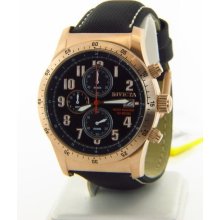 Invicta 1319 Black Band Blk/Rose Gold Dial Chrono Watch