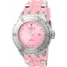 Invicta 1399 Men's Watch Reserve Gmt Diver Pink Dial Chronograph Rubber Strap