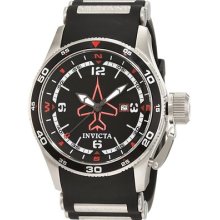 Invicta 1760 Men's Watch Flight Black Red Dial Ss Quartz Aviator Poly Gmt