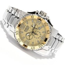 Invicta Men Reserve Excursion Chronograph Gold Dial Gold Bezel Watch