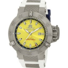 Invicta Men's 1588 Subaqua Noma Iii Yellow Dial White Silicone Watch