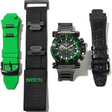 Invicta Men's Coalition Forces Chronograph Black Dial Green Accents Watch 10036