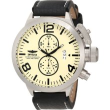 Invicta Men's Corduba Chronograph Stainless Steel Case Leather Bracelet Cream Dial Date Display 3449