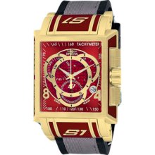 Invicta Men's Gold Tone Stainless Steel S1 Quartz Chronograph Red Tone Dial Nylon And Rubber Strap 11693