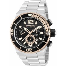 Invicta Men's Pro Diver Chronograph Stainless Steel Case and Bracelet Black Tone Dial 12995