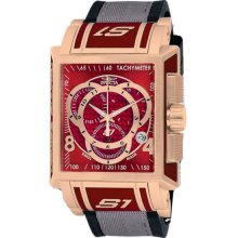 Invicta Men's Rose Gold Tone Stainless Steel S1 Quartz Chronograph Red Tone Dial Nylon And Rubber Strap 11690