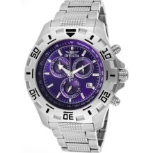 Invicta Mens Specialty Venom Swiss Chronograph Purple Dial Stainless Steel Watch