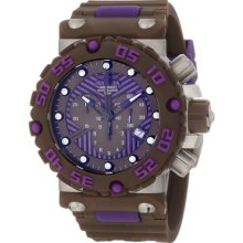 Invicta Men's Stainless Steel Subaqua Nitro Chronograph Quartz Brown and Purple Dial Rubber Strap 10044