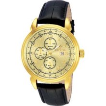 Invicta Mens Vintage Master Calendar 18k Gold Plated Stainless Steel Case Watch