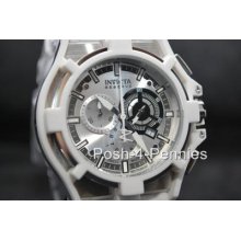 Invicta Reserve Mens Akula Chronograph White Polyurethane Silver Watch 0632