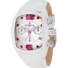 Invicta Women Lupah Revolution Chronograph Silver Dial White Leather Watch