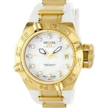 Invicta Womens Subaqua Noma Iv Swiss Made 18k Gold Plated White Poly Watch