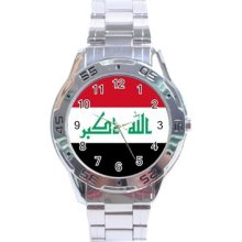 Iraq Flag Stainless Steel Analogue Watch Iraqi