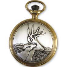 Jacques du Manoir Two-Tone White Dial Quartz Deer Pocket Watch XWA3063