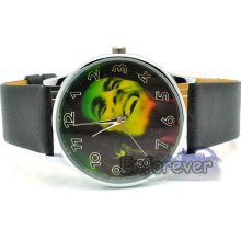 Jamaica Bob Marley Leather Strap Wrist Watch ^qt1112