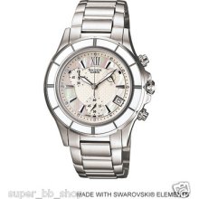 Japan Movt Genuine Casio Watch Sheen Sapphire White Steel She-5516d-7a