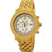 Jbw-just Bling 0.16 Ct Round Diamond Eclipse Watch Jb-6114-d Yellow Gold Case