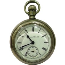 Jcr_m Hampden Watch Co Antique Pocket Watch Silver Case 59mm Working Perfect