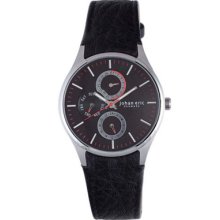 Johan Eric Watches Men's Streur Black Dial Black Leather Black Leathe